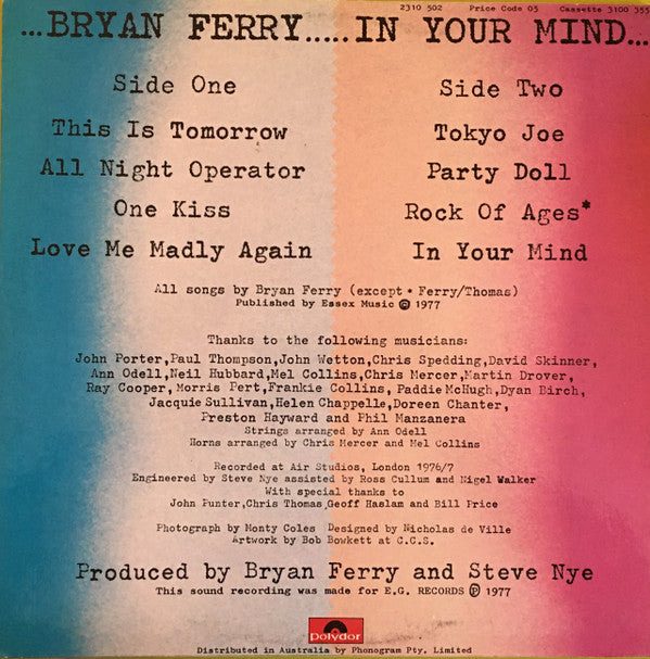 Bryan Ferry : In Your Mind (LP, Album)