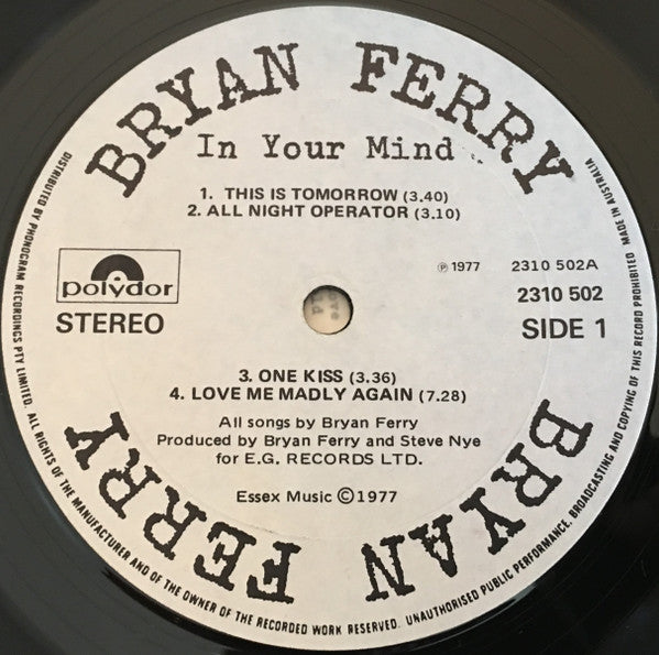 Bryan Ferry : In Your Mind (LP, Album)
