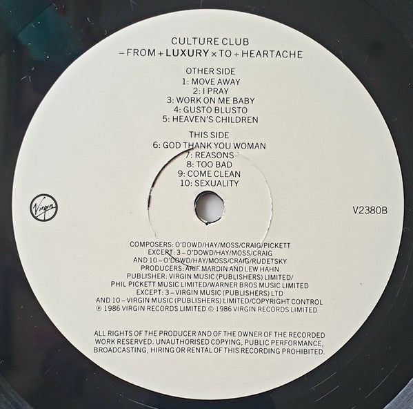 Culture Club : From Luxury To Heartache (LP, Album)