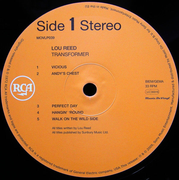 Lou Reed : Transformer (LP, Album, RE, 180)