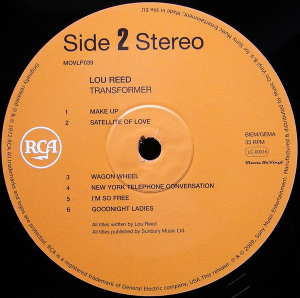 Lou Reed : Transformer (LP, Album, RE, 180)