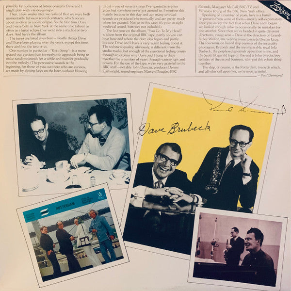 Dave Brubeck And Paul Desmond : 1975: The Duets (LP, Album, Mono, Gat)