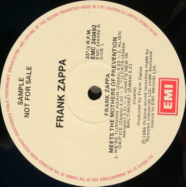 Frank Zappa : Frank Zappa Meets The Mothers Of Prevention (European Version) (LP, Album, Promo)