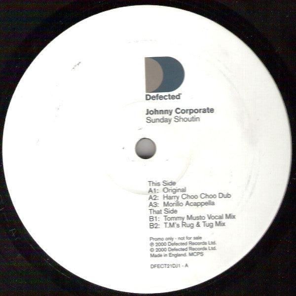 Johnny Corporate : Sunday Shoutin (2x12", Promo)