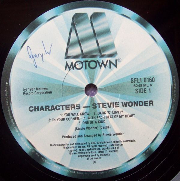 Stevie Wonder : Characters (LP, Album, Emb)
