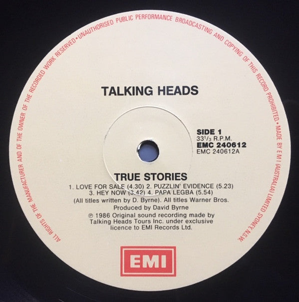 Talking Heads : True Stories (LP, Album)