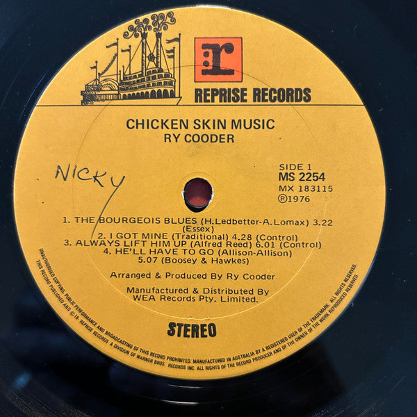 Ry Cooder : Chicken Skin Music (LP, Album)