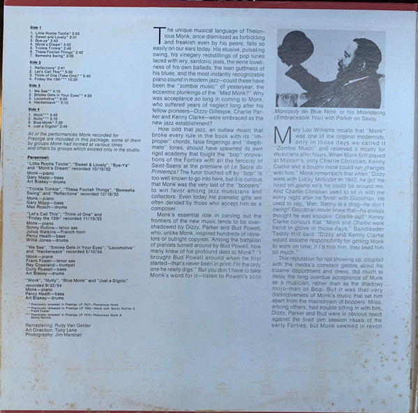 Thelonious Monk : Thelonious Monk (2xLP, Comp, RE, Ter)