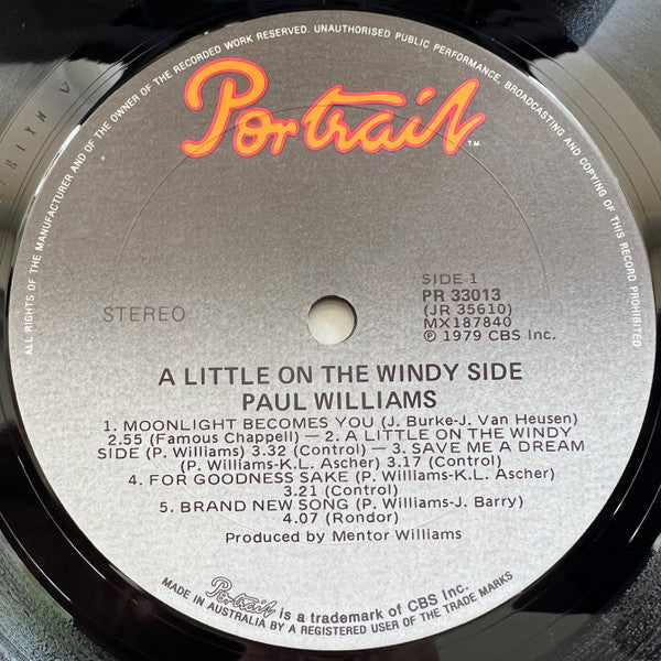 Paul Williams (2) : A Little On The Windy Side (LP, Album)