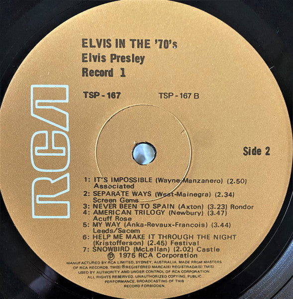 Elvis Presley : Elvis In The 70's (2xLP, Comp, Tan)