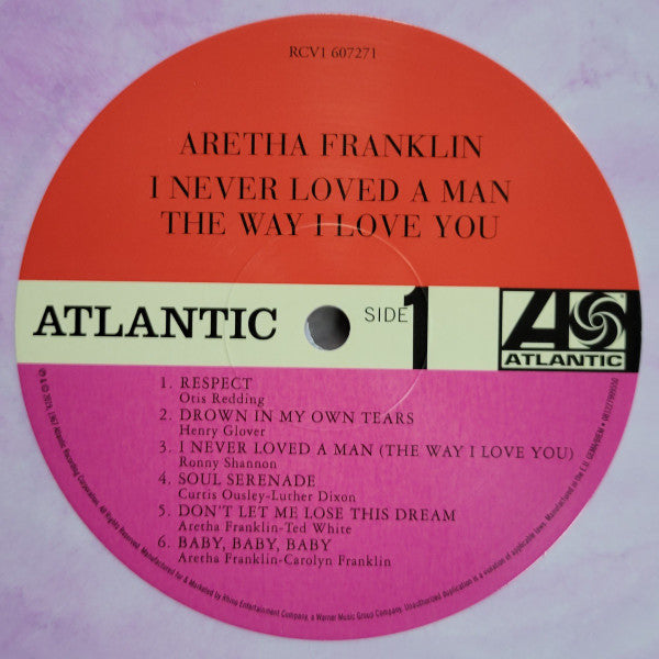 Aretha Franklin : I Never Loved A Man The Way I Love You (LP, Album, Mono, Club, RE, RM, RP, Pur)