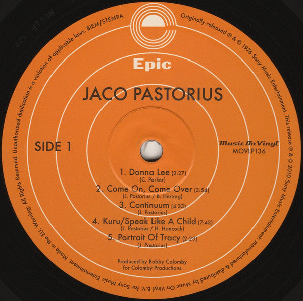 Jaco Pastorius : Jaco Pastorius (LP, Album, RE, 180)