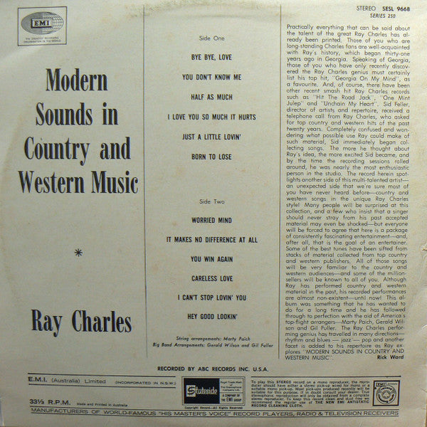 Ray Charles : Modern Sounds In Country And Western Music (LP, Album, RE)