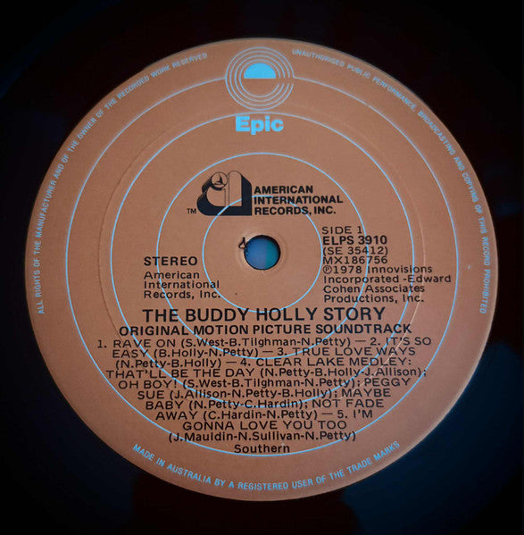 Gary Busey : The Buddy Holly Story - Original Motion Picture Soundtrack (LP, Album)