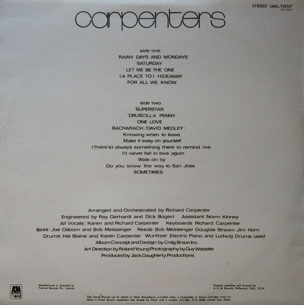 Carpenters : Carpenters (LP, Album)