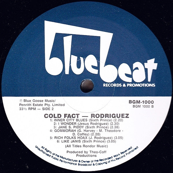 Sixto Rodriguez : Cold Fact (LP, Album, RE)