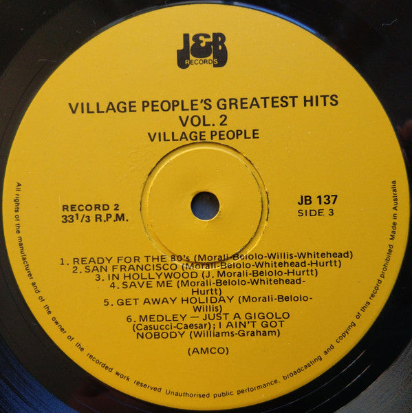 Village People : Greatest Hits Volume One And Two (2xLP, Comp)