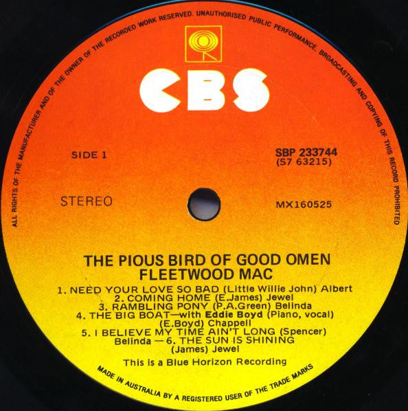 Fleetwood Mac : The Pious Bird Of Good Omen (LP, Comp, RE)