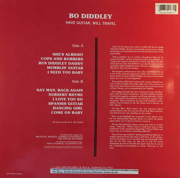 Bo Diddley : Have Guitar, Will Travel (LP, Album, RE)