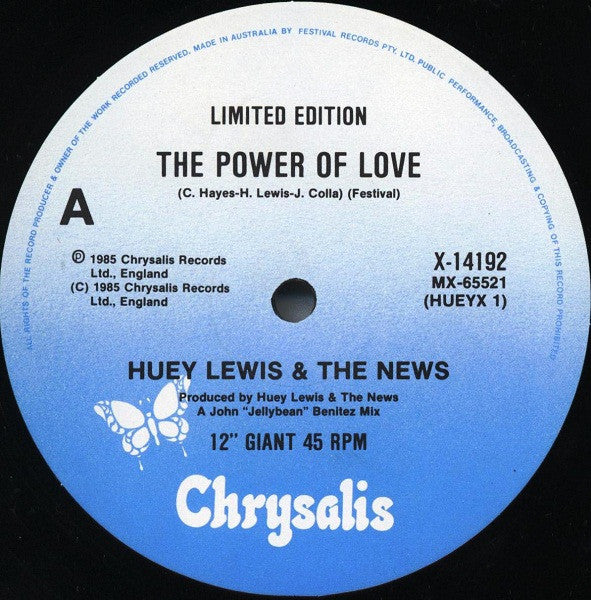 Huey Lewis & The News : The Power Of Love (12", Single, Ltd)