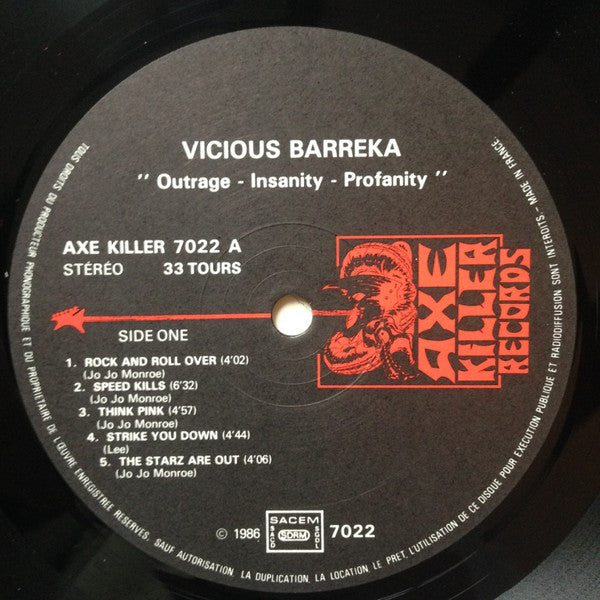 Vicious Barreka : Outrage, Insanity & Profanity (LP, Album)