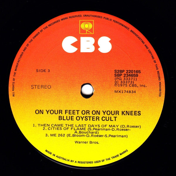Blue Öyster Cult : On Your Feet Or On Your Knees (2xLP, Album, RE, Gat)
