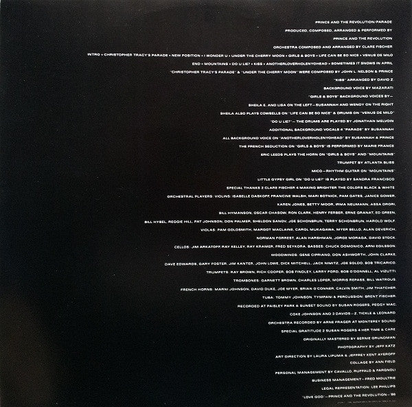 Prince And The Revolution : Parade (LP, Album)