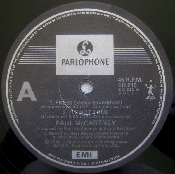 Paul McCartney : Press (12")