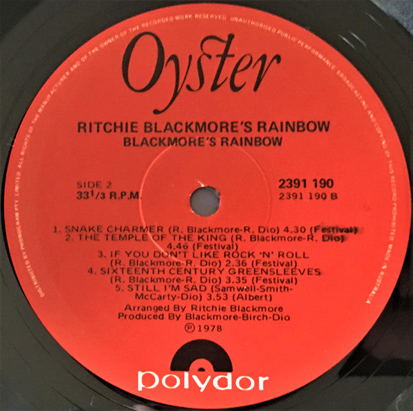 Rainbow : Ritchie Blackmore's Rainbow (LP, Album, RE, Gat)