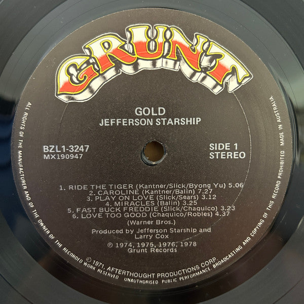 Jefferson Starship : Gold (LP, Comp)