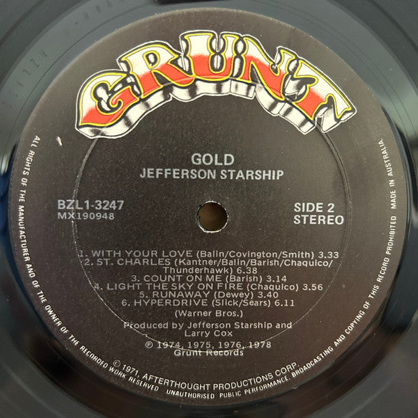 Jefferson Starship : Gold (LP, Comp)