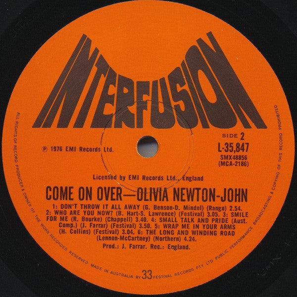 Olivia Newton-John : Come On Over (LP, Album)