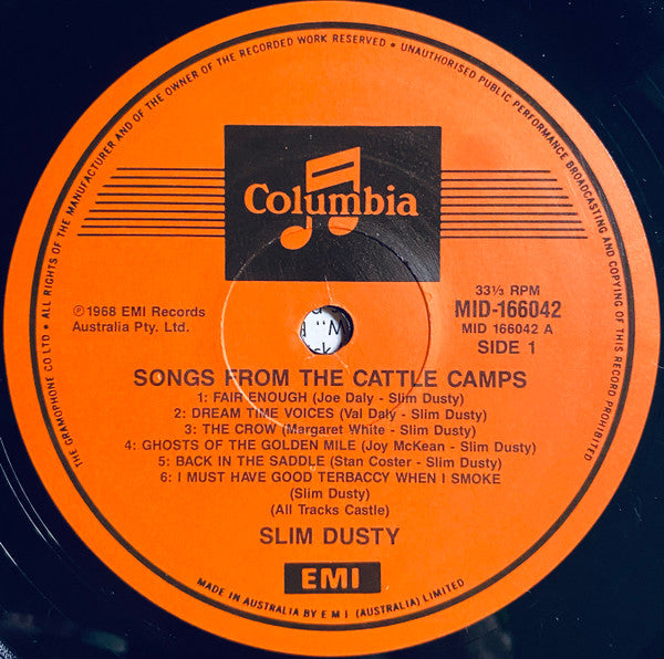 Slim Dusty : Songs From The Cattle Camps (LP, Album, RP)