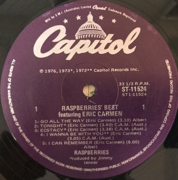 Raspberries : Raspberries' Best - Featuring Eric Carmen (LP, Comp)