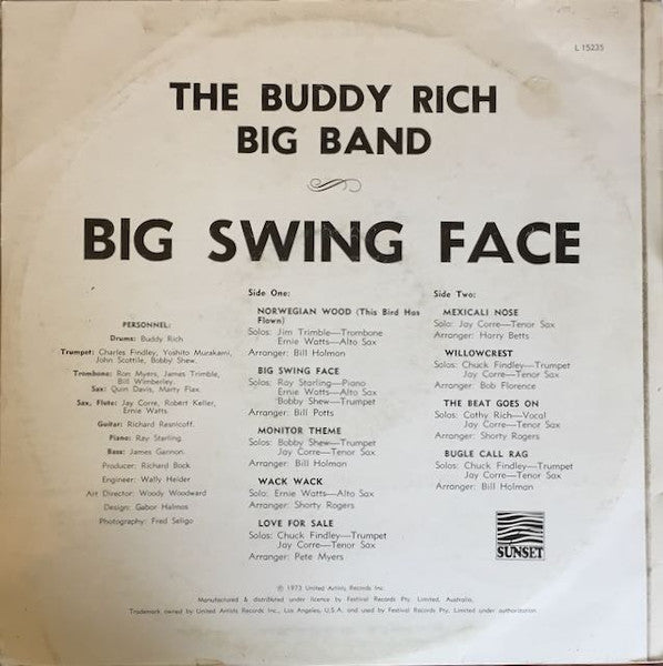 Buddy Rich Big Band : Big Swing Face (LP, Album)