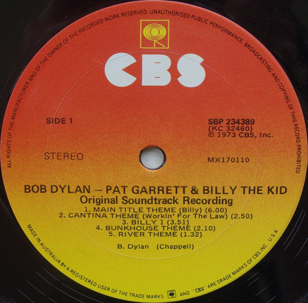 Bob Dylan : Pat Garrett & Billy The Kid - Original Soundtrack Recording (LP, Album, RE)