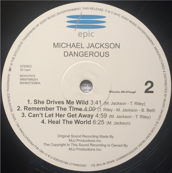 Michael Jackson : Dangerous (2xLP, Album, M/Print, RE, RM, 180)