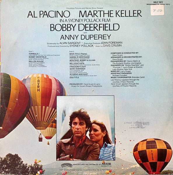 Dave Grusin : Bobby Deerfield (Music From The Original Motion Picture Soundtrack) (LP, Album)