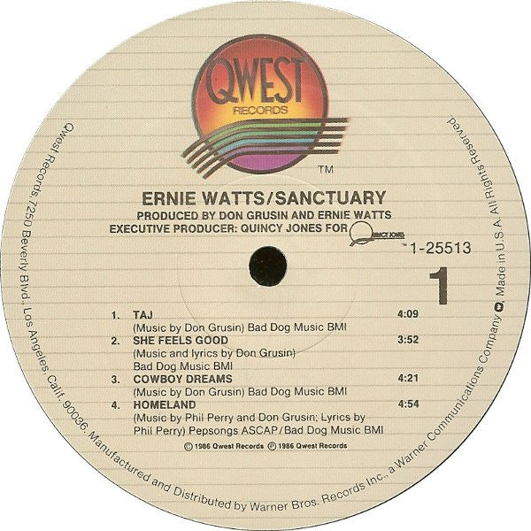 Ernie Watts : Sanctuary (LP, Album, Spe)