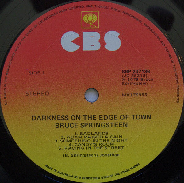 Bruce Springsteen : Darkness On The Edge Of Town (LP, Album)