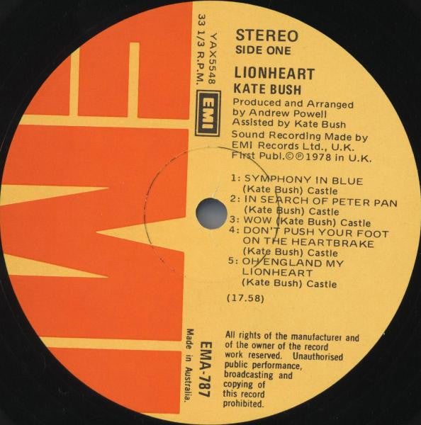 Kate Bush : Lionheart (LP, Album)