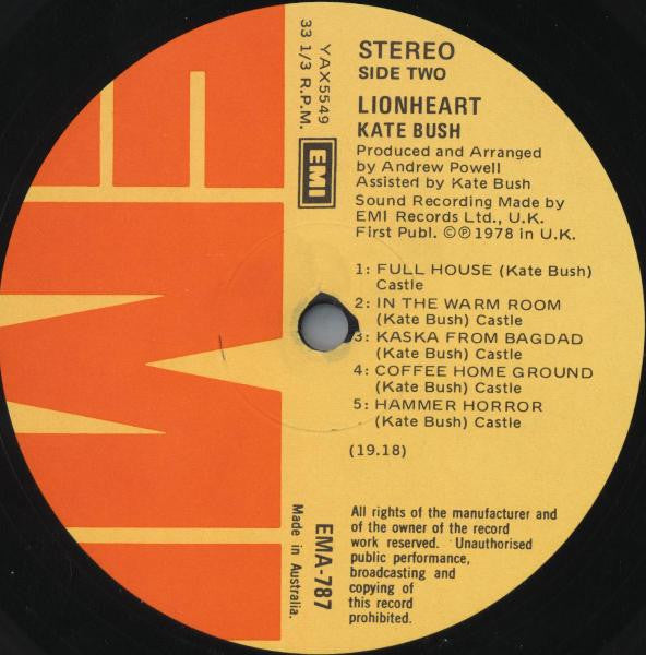Kate Bush : Lionheart (LP, Album)