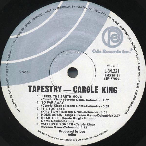 Carole King : Tapestry (LP, Album, RE, Whi)