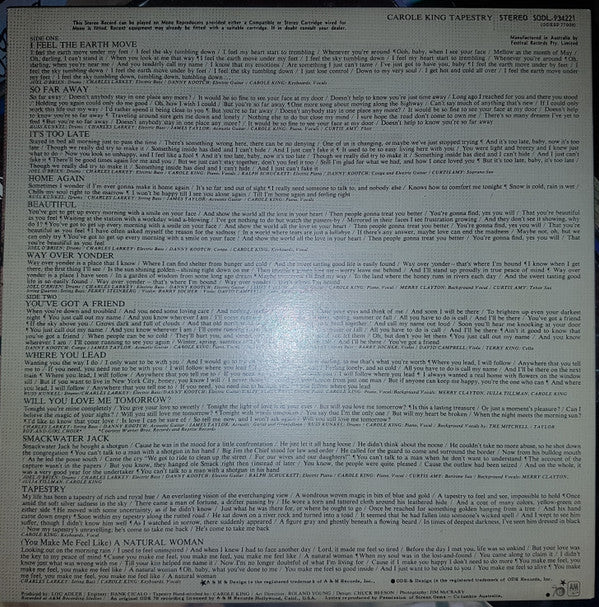 Carole King : Tapestry (LP, Album, RE, Whi)
