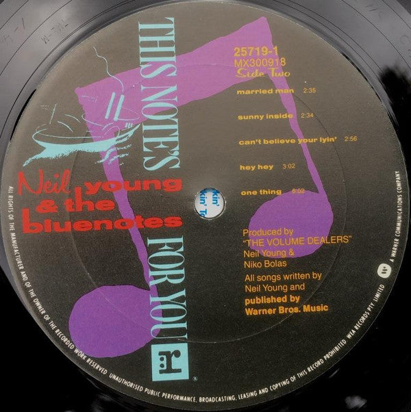 Neil Young & The Bluenotes (5) : This Note's For You (LP, Album)