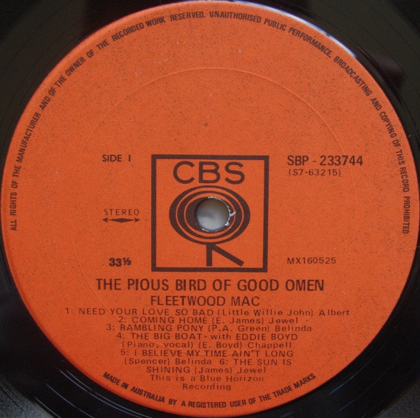Fleetwood Mac : The Pious Bird Of Good Omen (LP, Comp)