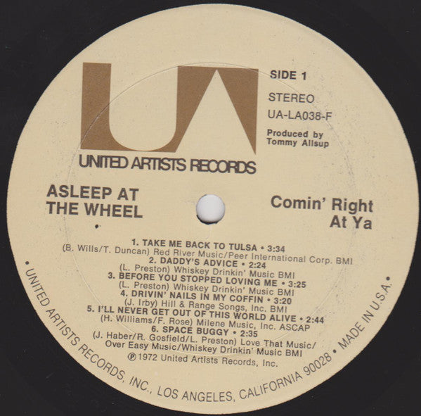 Asleep At The Wheel : Comin' Right At Ya (LP, Album)