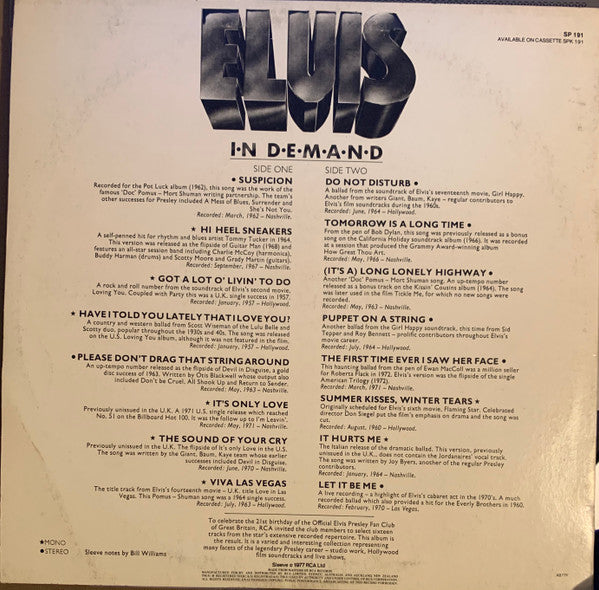 Elvis Presley : Elvis In Demand (LP, Comp, Mono)