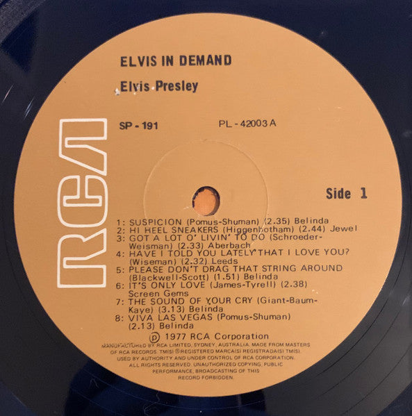 Elvis Presley : Elvis In Demand (LP, Comp, Mono)