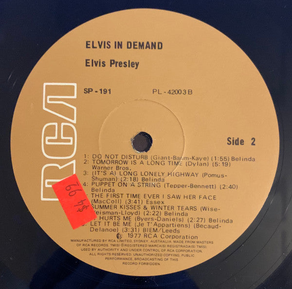 Elvis Presley : Elvis In Demand (LP, Comp, Mono)